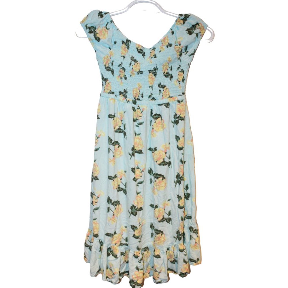 2/$30 🏷 Justice Dress Size 8 Yellow & Blue Floral Print